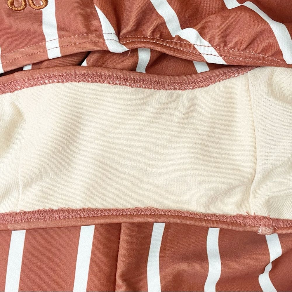 Albion Icon Wave Swimsuit One Shoulder Sydney Stripe Rust One Piece Size Large - Picture 13 of 16